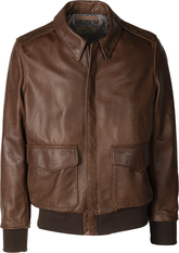 574 - Waxed Natural Pebbled Cowhide A-2 Leather Flight Jacket (Brown)