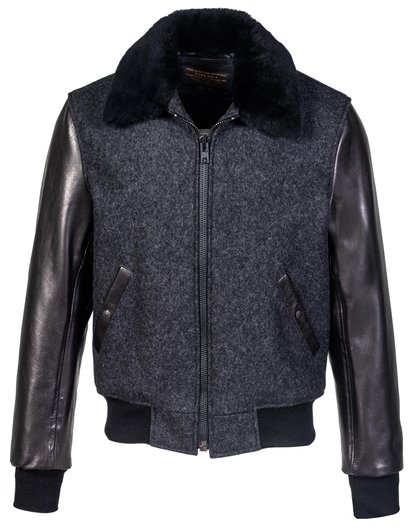 Men's Wool Jacket With Leather Sleeves