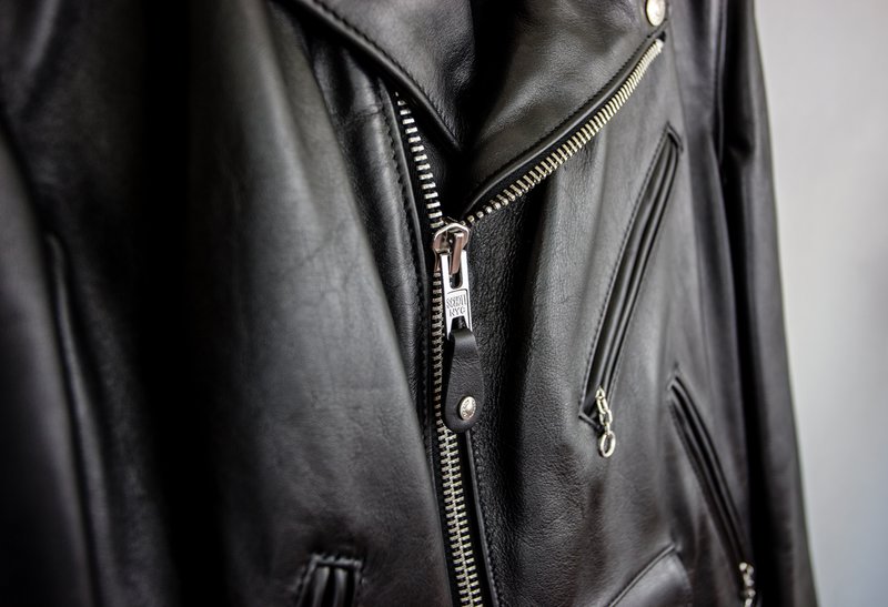 Mens classic leather motorcycle jacket